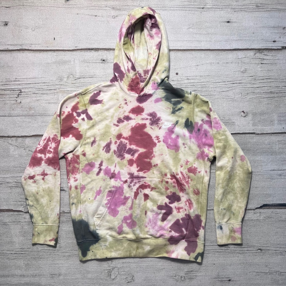 Nike Tie Dye Hoodie Sweatshirt Pink Green White Casual Athleisure Women's‎ M